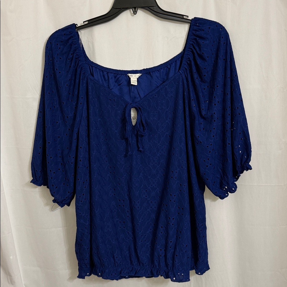 Bright Indigo Eyelet Top. Size 22/24